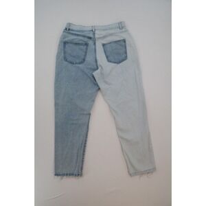 COTTON ON Mom Jean Colorblock Light Wash Distressed Hem Women's Jeans Size 12